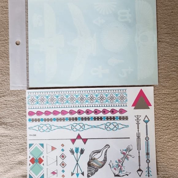 3 sheets Golden White Temporary Tattoo - Picture 5 of 15